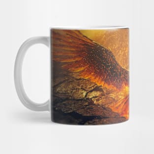 Dark phoenix bird rising out of lava Mug